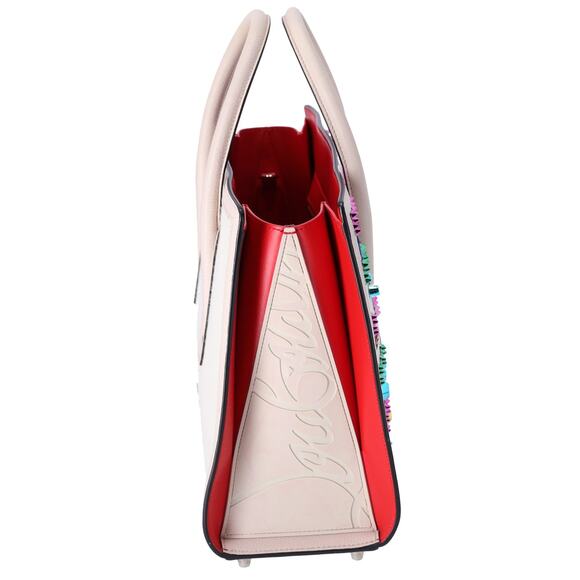 Christian Louboutin Loubinthesky Medium Paloma Satchel Canvas Spikes Ivory - Picture 8 of 9